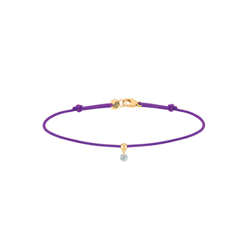 Bracelet La Brune et La Blonde Cordon BB violet or jaune diamant