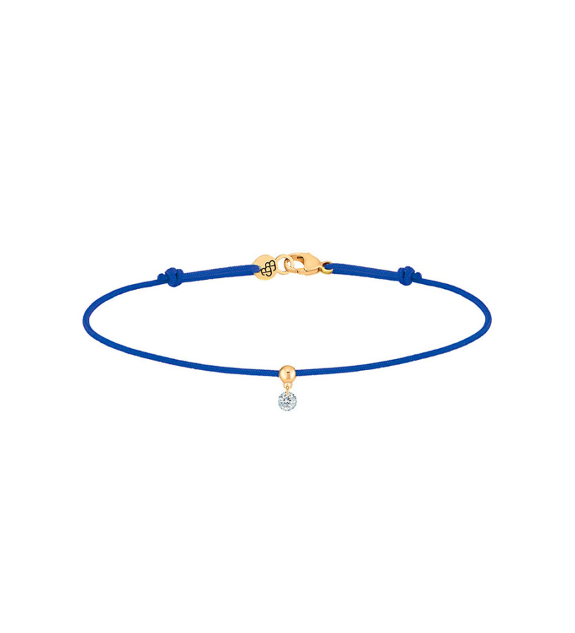 Bracelet La Brune et La Blonde cordon BB bleu or jaune diamant