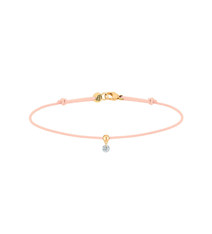 Bracelet La Brune et La Blonde cordon BB nude or jaune diamant