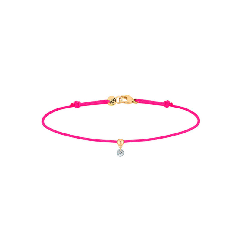 Bracelet La Brune et La Blonde cordon BB rose fluo or jaune diamant