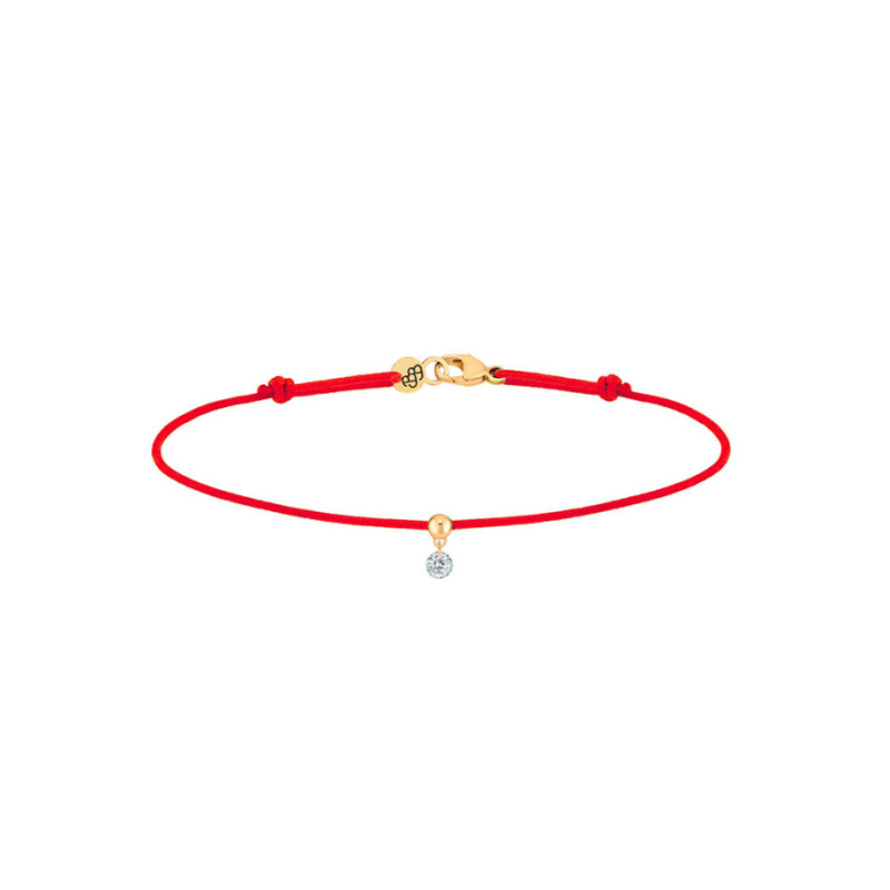 Bracelet La Brune et La Blonde cordon BB rouge or jaune diamant