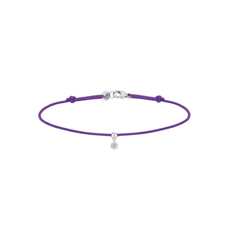 Bracelet La Brune et La Blonde cordon BB violet or blanc diamant