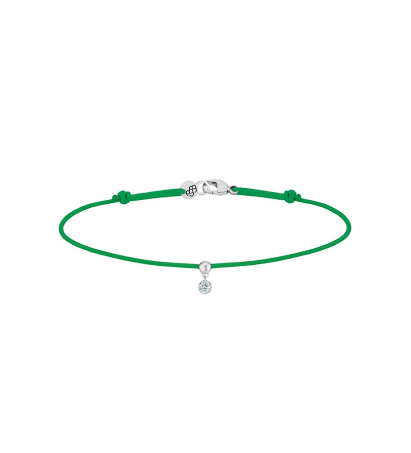 Bracelet La Brune et La Blonde cordon BB vert or blanc diamant