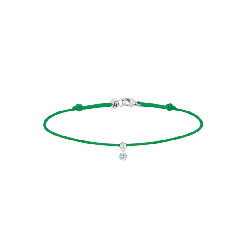 Bracelet La Brune et La Blonde cordon BB vert or blanc diamant