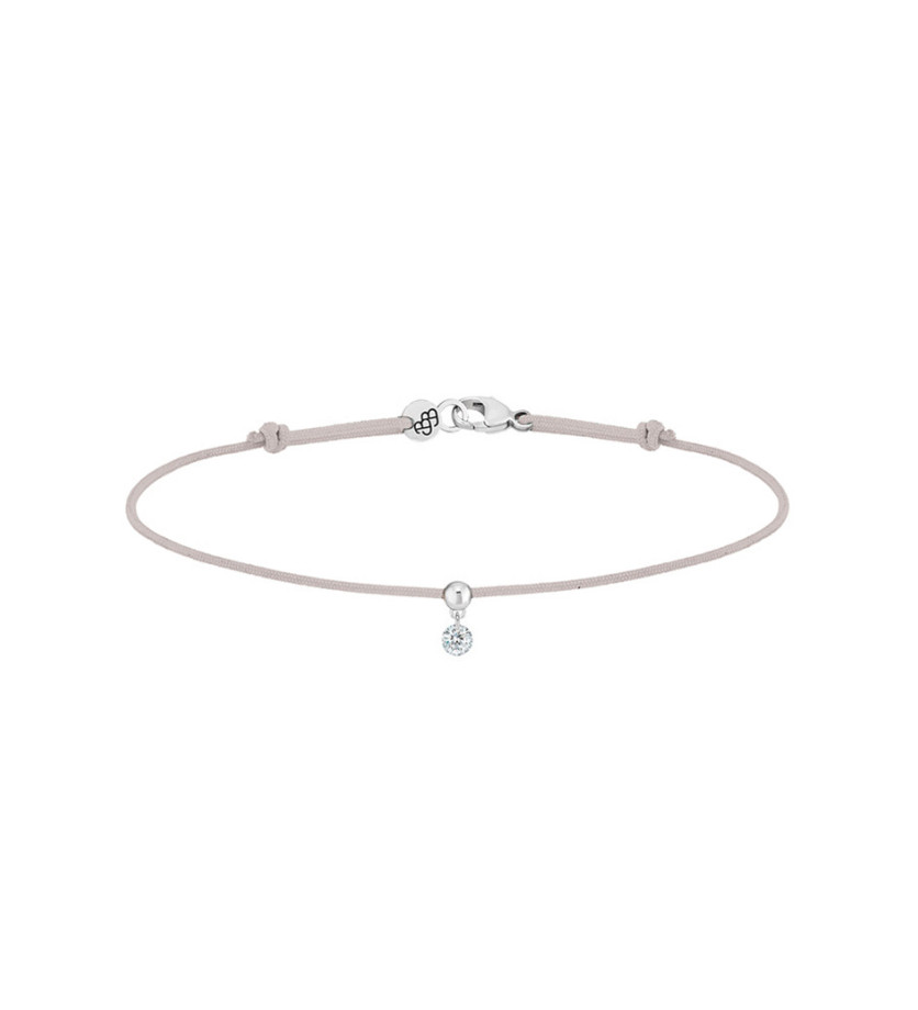 Bracelet La Brune et La Blonde cordon BB gris or blanc diamant