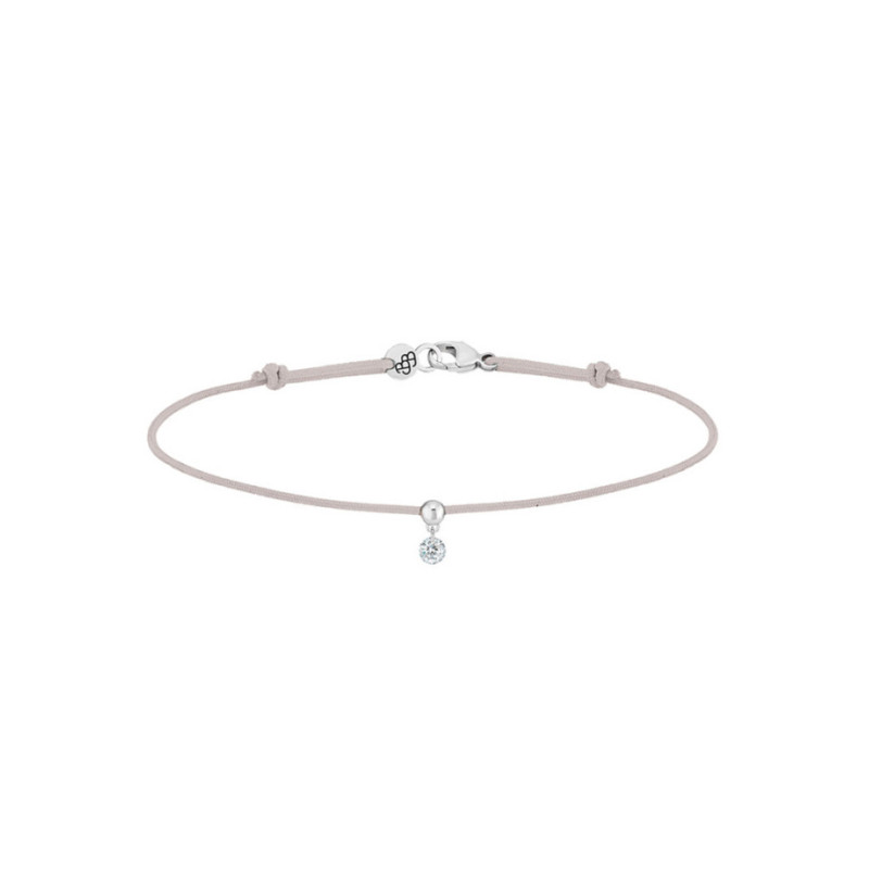 Bracelet La Brune et La Blonde cordon BB gris or blanc diamant