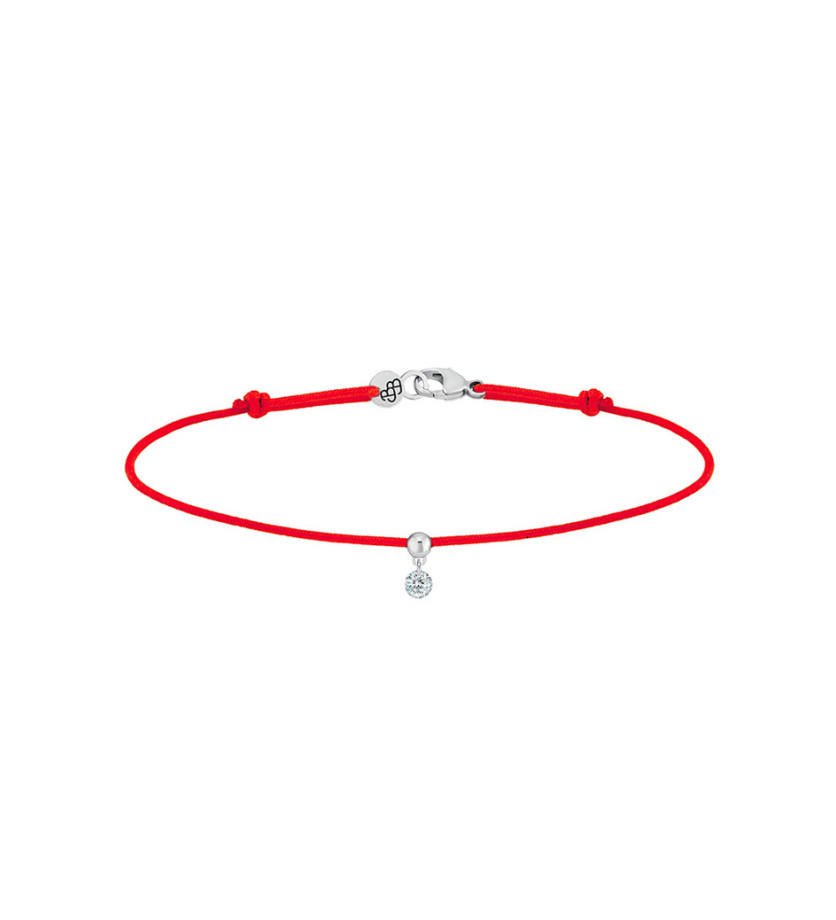 Bracelet La Brune et La Blonde cordon BB rouge or blanc diamant