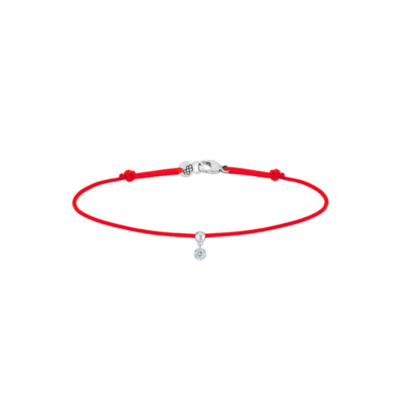 Bracelet La Brune et La Blonde cordon BB rouge or blanc diamant