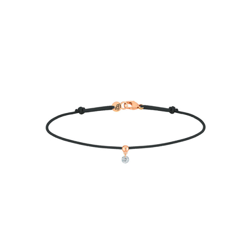 Bracelet La Brune et La Blonde cordon BB noir or rose diamant