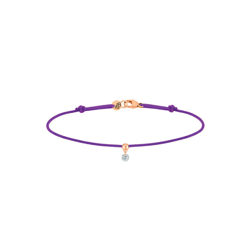 Bracelet La Brune et La Blonde cordon BB violet or rose diamant