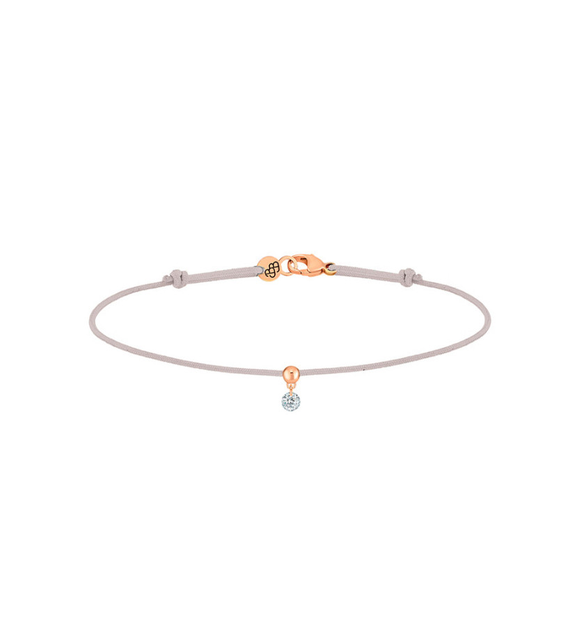 Bracelet La Brune et La Blonde cordon BB gris or rose diamant