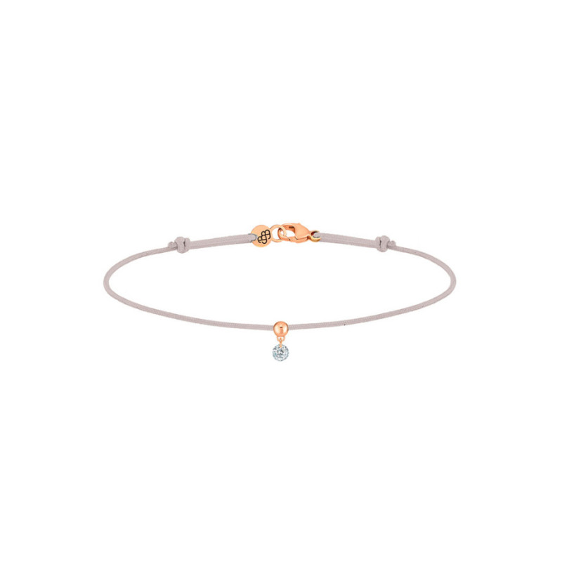 Bracelet La Brune et La Blonde cordon BB gris or rose diamant