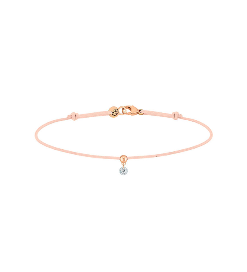 Bracelet La Brune et La Blonde cordon BB nude or rose diamant