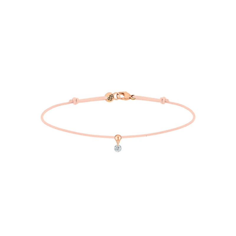 Bracelet La Brune et La Blonde cordon BB nude or rose diamant