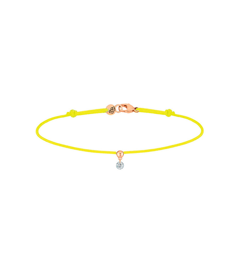 Bracelet La Brune et La Blonde cordon BB jaune or rose diamant