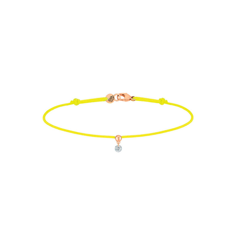 Bracelet La Brune et La Blonde cordon BB jaune or rose diamant