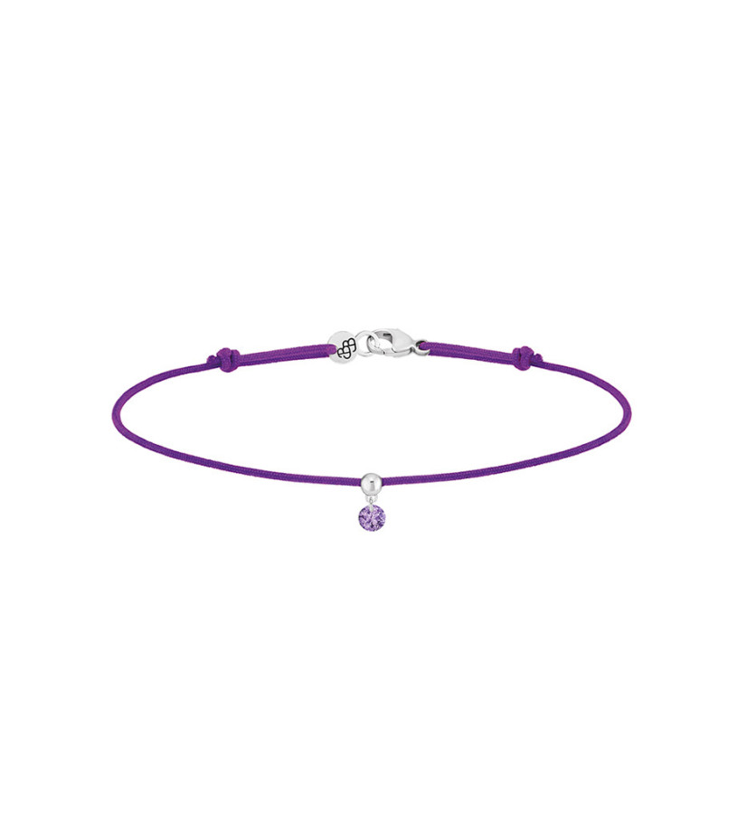 Bracelet La Brune et La Blonde BB cordon violet amethyste