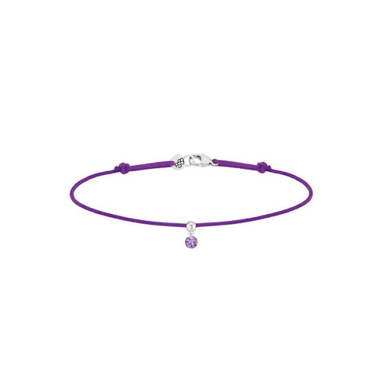 Bracelet La Brune et La Blonde BB cordon violet amethyste