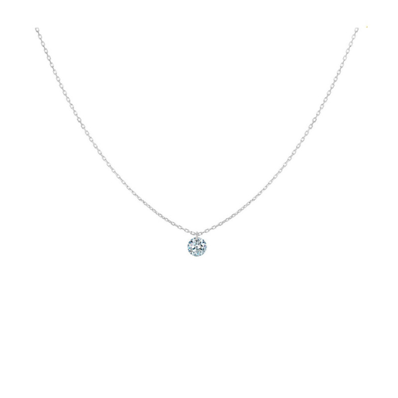 Collier La Brune et La Blonde 360° or blanc diamant solitaire