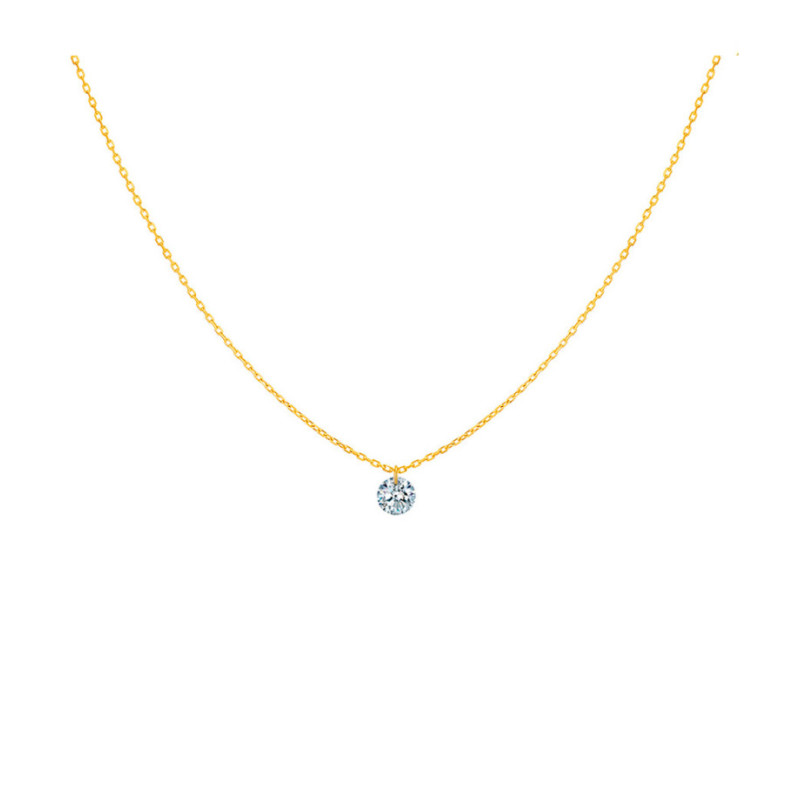 Collier La Brune et La Blonde 360° or jaune diamant solitaire