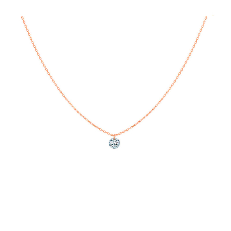 Collier La Brune et La Blonde 360° or rose diamant solitaire