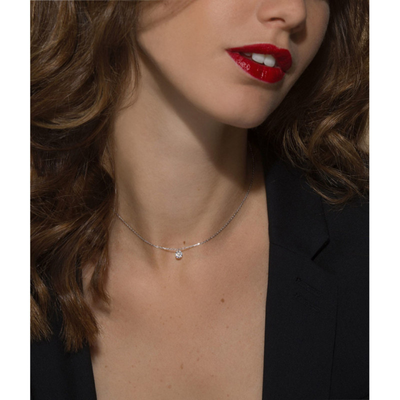 Collier La Brune et La Blonde 360° or rose diamant solitaire