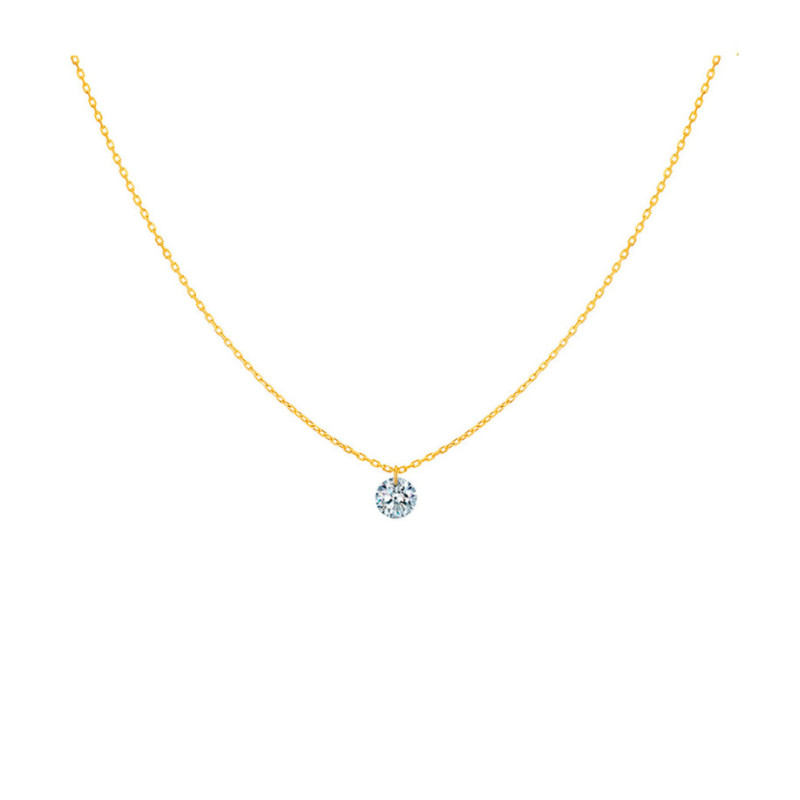 Collier La Brune et La Blonde 360° or jaune diamant solitaire