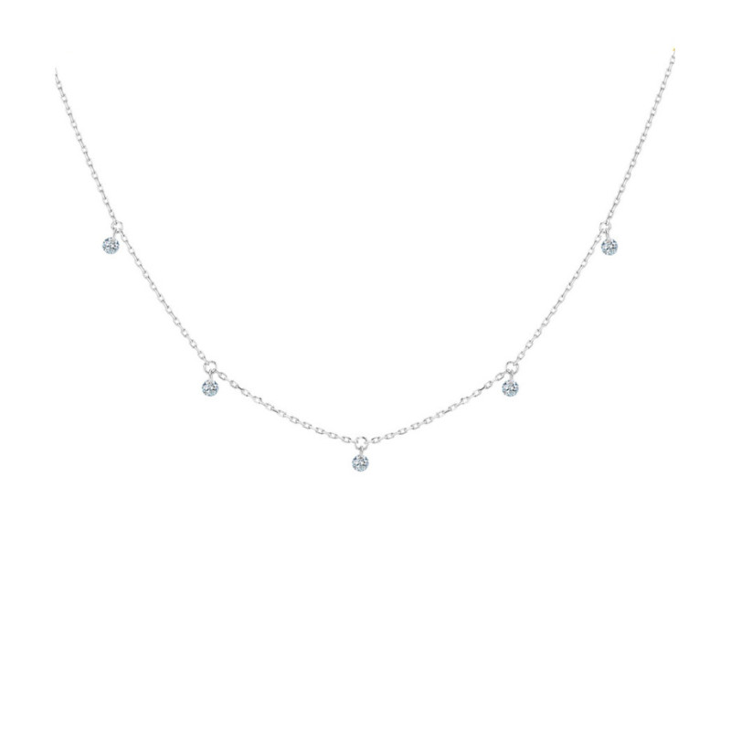 Collier La Brune et La Blonde 360° or blanc 5 diamants