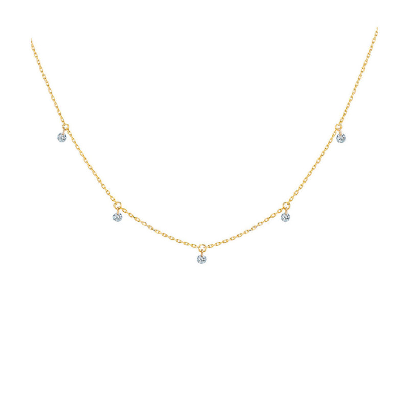 Collier La Brune et La Blonde 360° or jaune 5 diamants