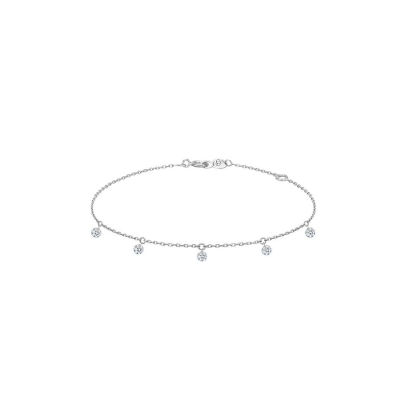 Bracelet La Brune et La Blonde 360° or blanc 5 diamants