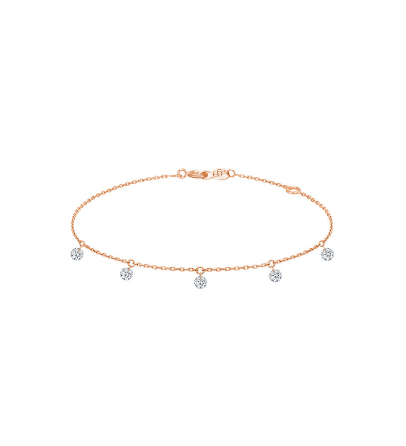 Bracelet La Brune et La Blonde 360° or rose 5 diamants