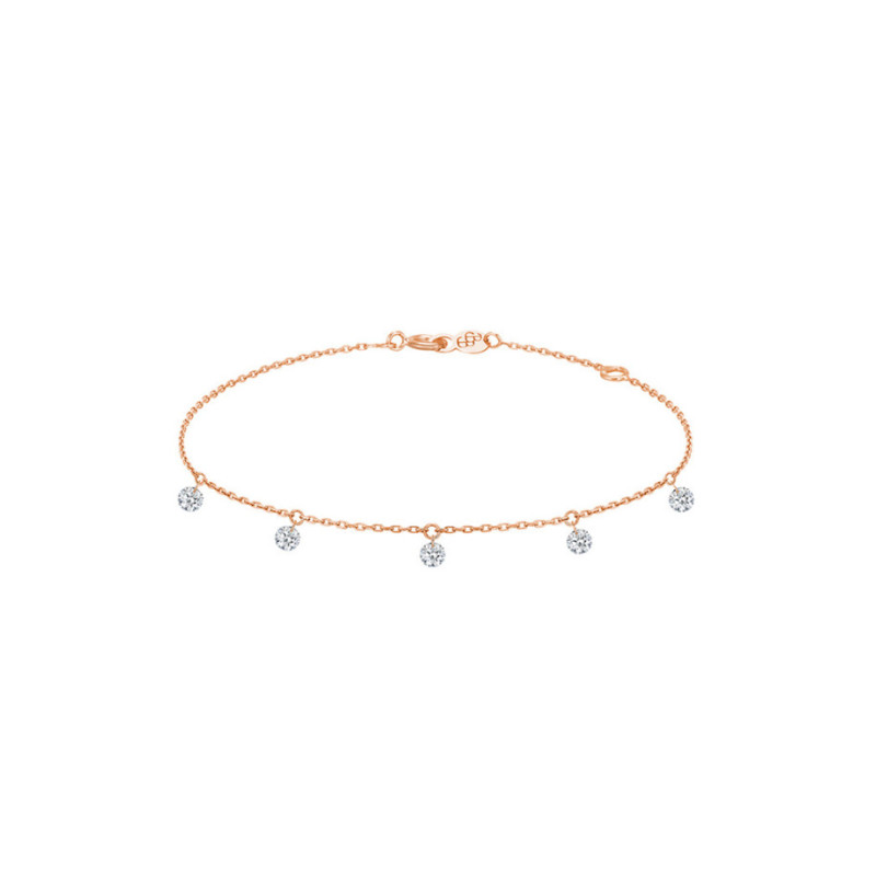 Bracelet La Brune et La Blonde 360° or rose 5 diamants