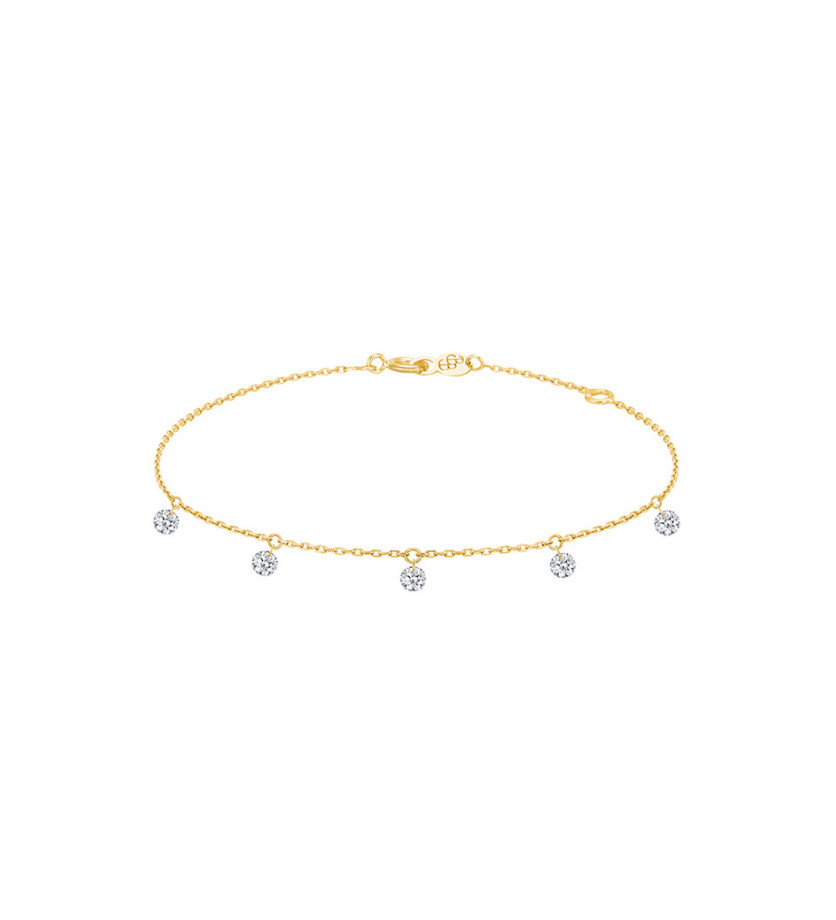 Bracelet La Brune et La Blonde 360° or jaune 5 diamants