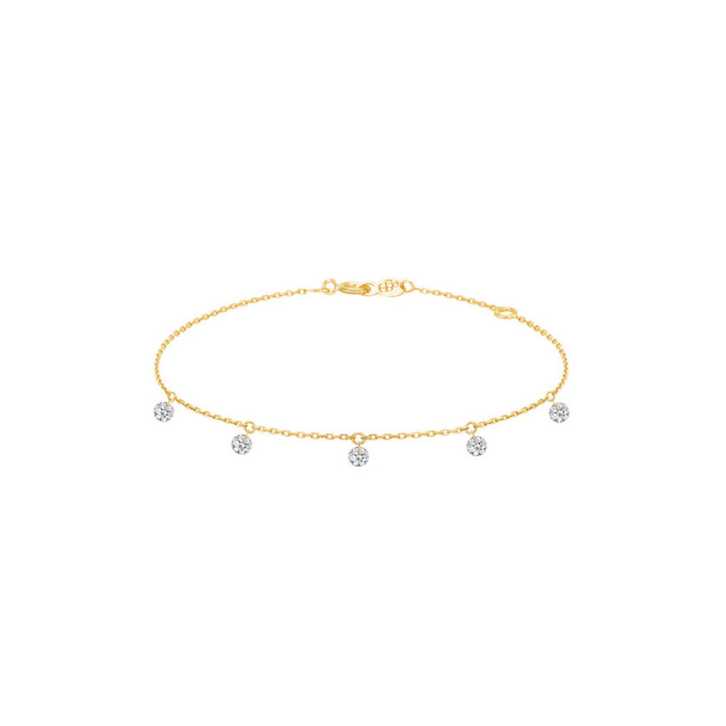 Bracelet La Brune et La Blonde 360° or jaune 5 diamants