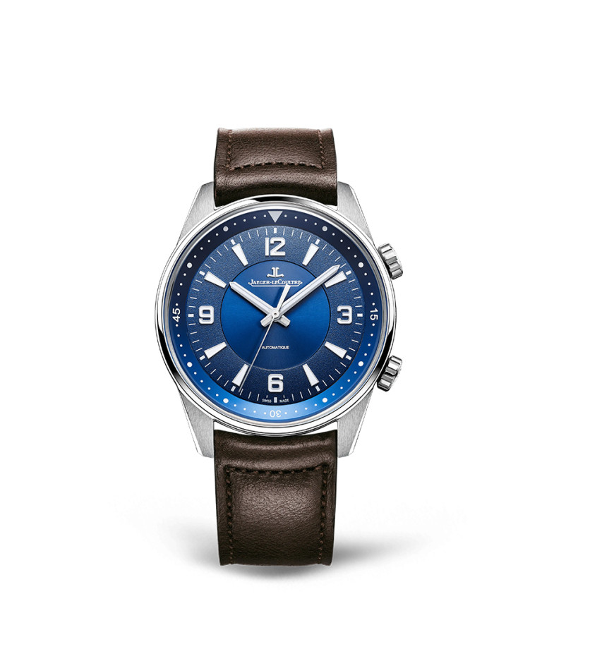 Montre Jaeger-Lecoultre Polaris automatique cadran bleu bracelet cuir marron 41 mm