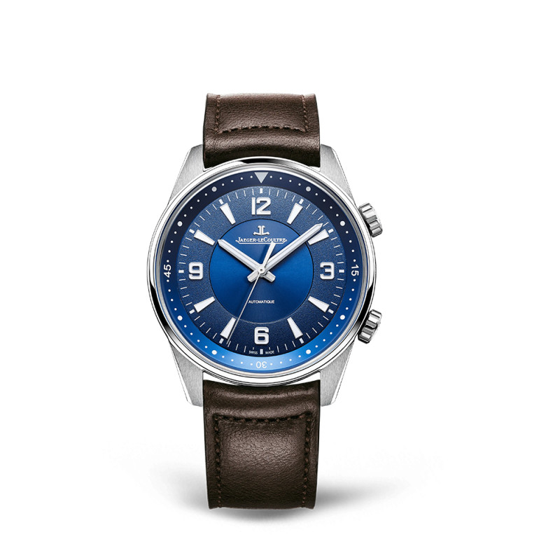 Montre Jaeger-Lecoultre Polaris automatique cadran bleu bracelet cuir marron 41 mm