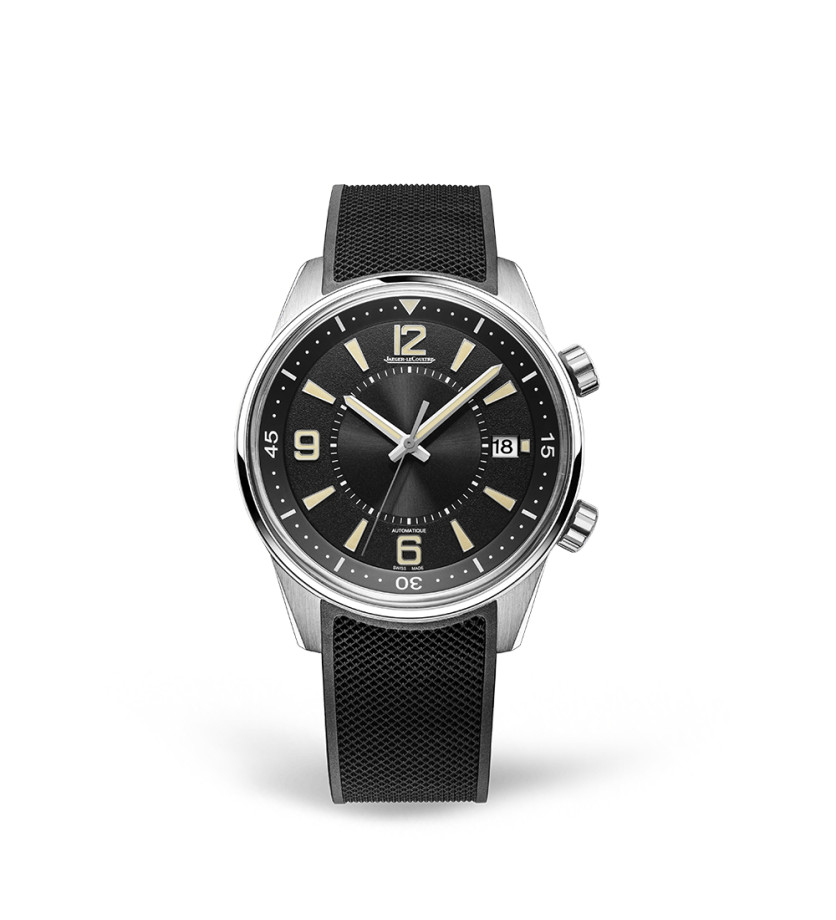 Montre Jaeger-Lecoultre Polaris Date automatique cadran noir bracelet caoutchouc noir 42 mm