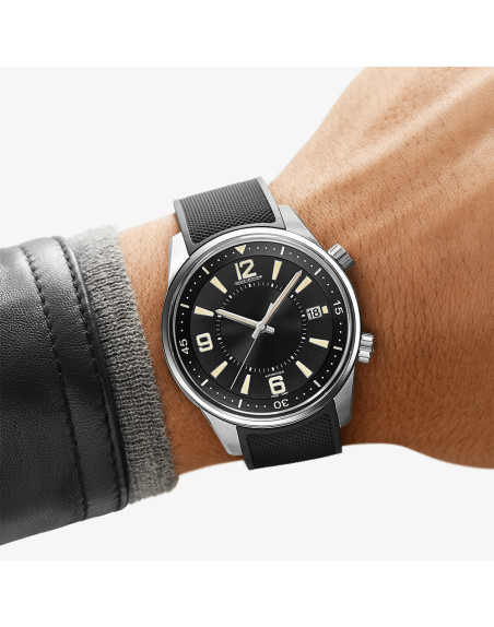 Montre Jaeger-Lecoultre Polaris Date automatique cadran noir bracelet caoutchouc noir 42 mm