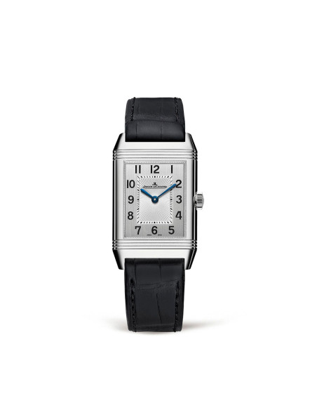 Montre Jaeger-Lecoultre Reverso Classic Medium Thin manuel cadran argent bracelet cuir noir 40x24 mm