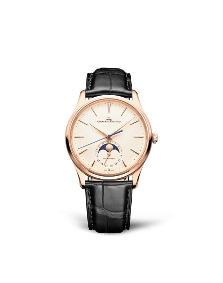 Montre Jaeger-Lecoultre Master Ultra Thin Moon automatique cadran beige bracelet cuir noir 39 mm