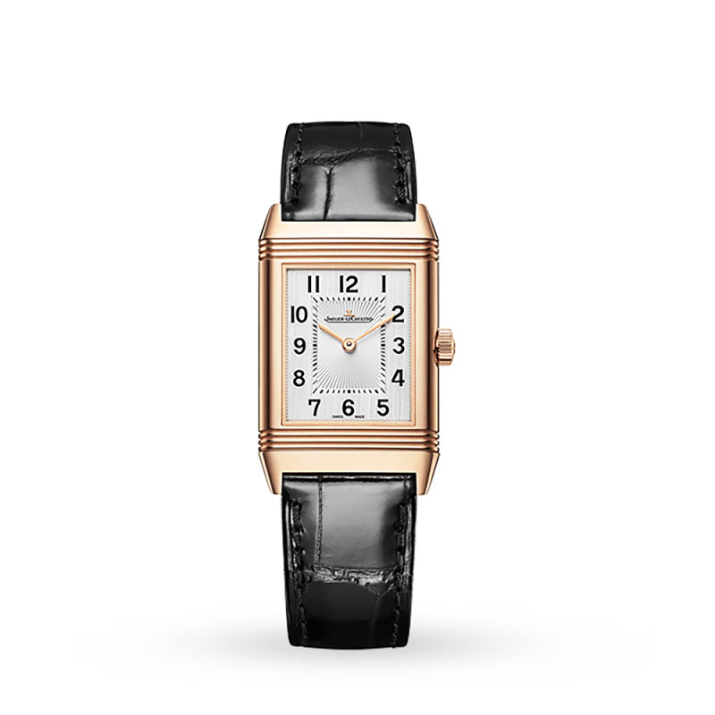 Montre Jaeger-Lecoultre Reverso Classic Monoface Medium manuel cadran argent bracelet cuir noir 40x24 mm