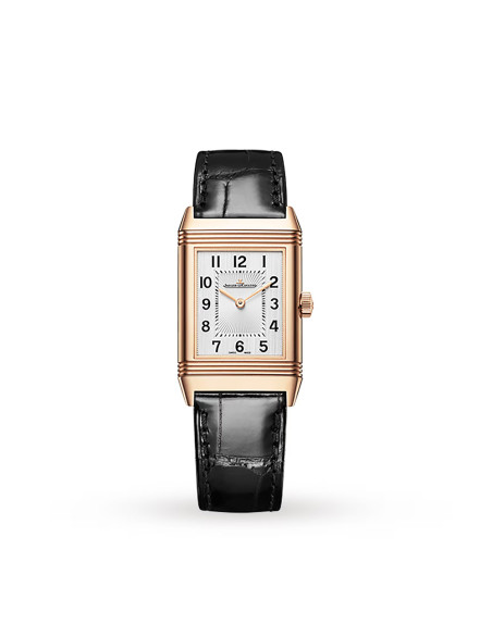 Montre Jaeger-Lecoultre Reverso Classic Monoface Medium manuel cadran argent bracelet cuir noir 40x24 mm