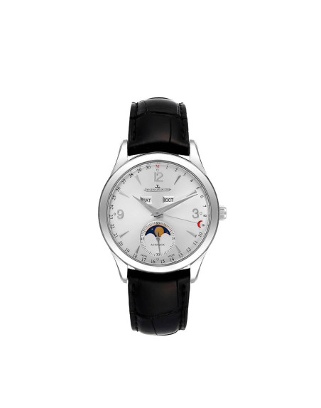 Montre Jaeger-Lecoultre Master Ultra Thin Calendar automatique cadran argent bracelet cuir noir 39 mm