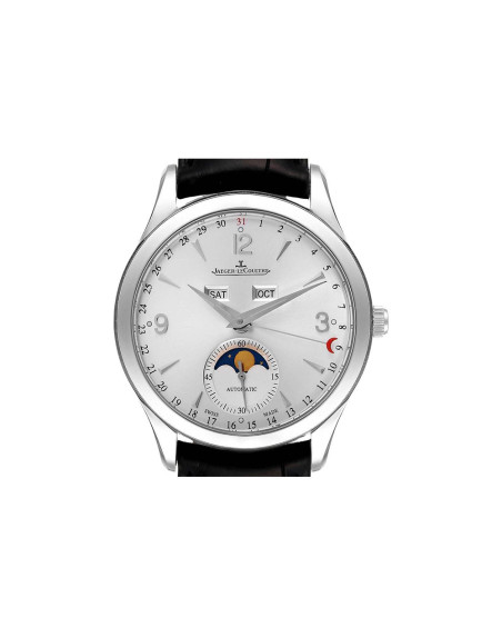 Montre Jaeger-Lecoultre Master Ultra Thin Calendar automatique cadran argent bracelet cuir noir 39 mm