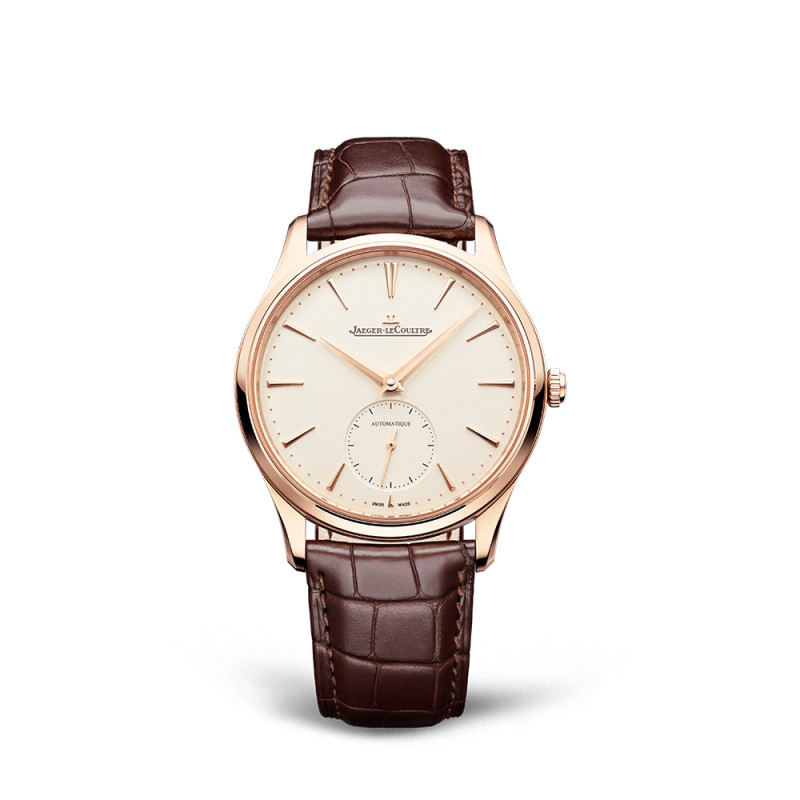 Montre Jaeger-Lecoultre Master Ultra Thin Small Seconds automatique cadran beige bracelet cuir marron 39 mm