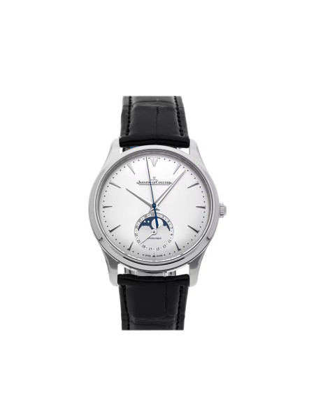 Montre Jaeger-Lecoultre Master Ultra Thin Phase de Lune automatique cadran argent bracelet cuir noir 39 mm