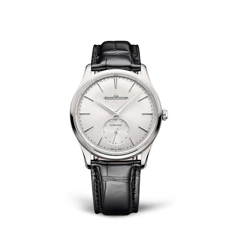 Montre Jaeger-Lecoultre Master Ultra Thin Small Seconds automatique cadran argent bracelet cuir noir 39 mm