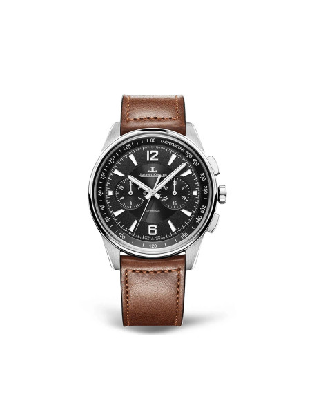 Montre Jaeger-Lecoultre Polaris Chronographe automatique cadran noir bracelet cuir marron 42 mm