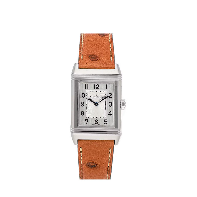 Montre Jaeger-Lecoultre Reverso Classic Medium manuel cadran argent bracelet autruche gold 40x24 mm