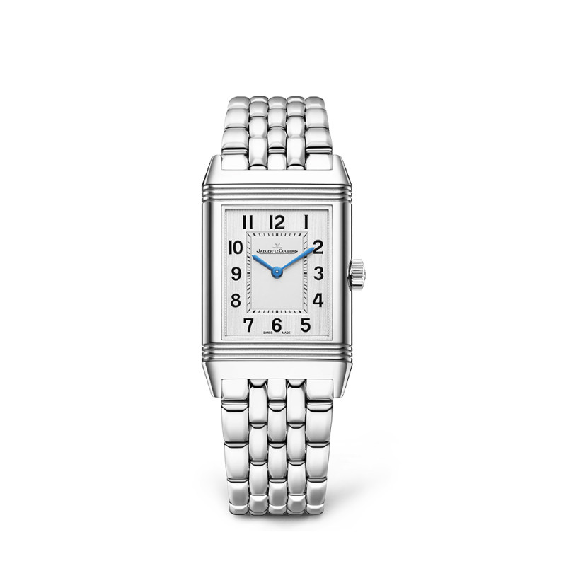 Montre Jaeger-Lecoultre Reverso Classic Monoface quartz cadran argent bracelet acier 40x24 mm